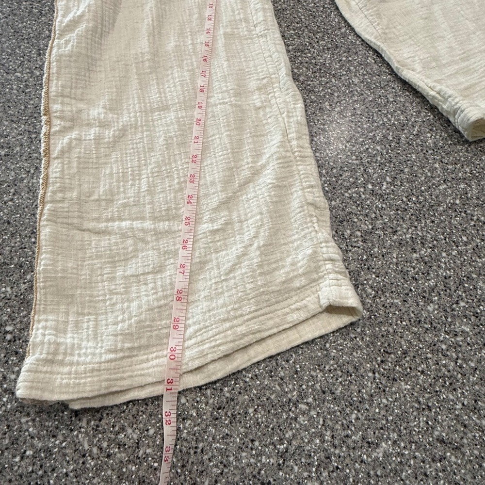 Aerie Cream Gauze Wide Leg Beach Pants M Crochet Trim Boho Cotton Boho Resort - Picture 9 of 10